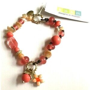 Plumeria Flower Bracelet coral Gold Plated Island Style Beach Beads Shell